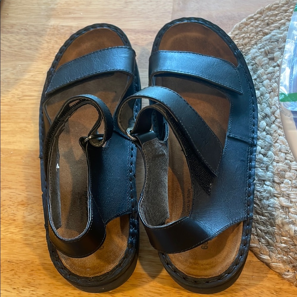 Naot Black and Brown Leather Sandals with Adjustable Straps